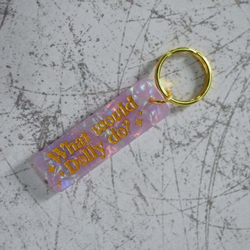 What Would Dolly Do Keychain Angled View